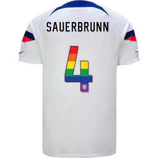 USA Home Becky Sauerbrunn 2022/2023 Men's Jersey Rainbow Number