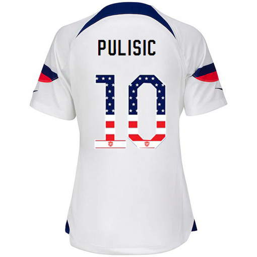 USA White Christian Pulisic 2022/2023 Women's Jersey Independence Day