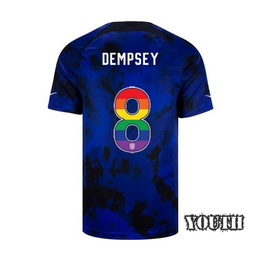 USA Away Clint Dempsey 2022/23 Youth Jersey Rainbow Number