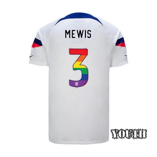 USA Home Samantha Mewis 2022/2023 Youth Jersey Rainbow Number