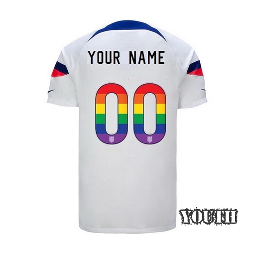 USA Home Customized 22/23 Youth Jersey Rainbow Number