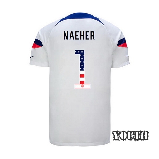 USA White Alyssa Naeher 2022/2023 Youth Jersey Independence Day