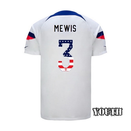 USA White Samantha Mewis 2022/23 Youth Jersey Independence Day