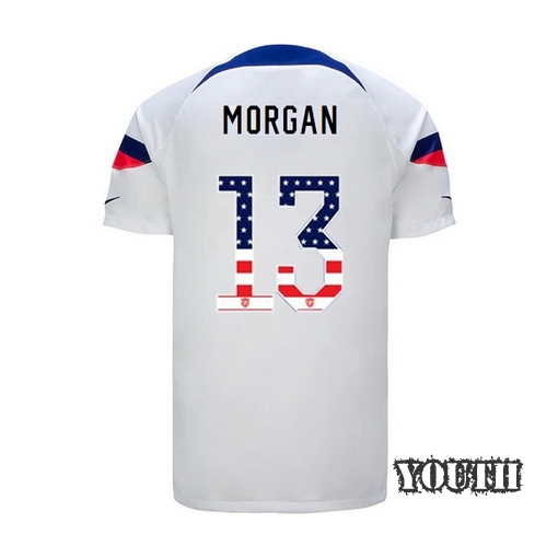 USA White Alex Morgan 22/23 Youth Jersey Independence Day
