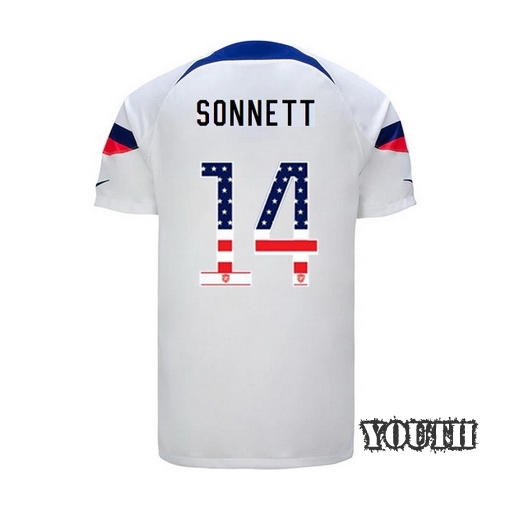 USA White Emily Sonnett 2022/2023 Youth Jersey Independence Day