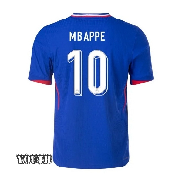 2024 Kylian Mbappe France Home Youth Soccer Jersey