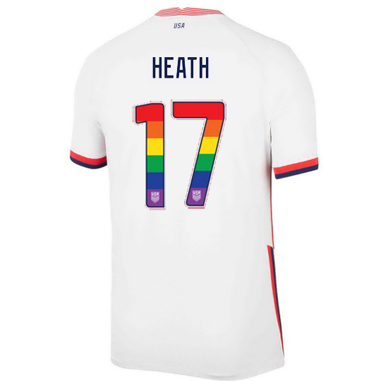 White Tobin Heath 2020/2021 Men's Stadium Rainbow Number Jersey