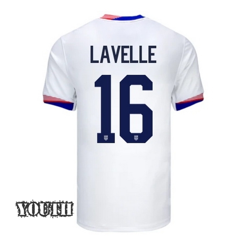 USA Rose Lavelle 2024 Home Youth Stadium Soccer Jersey