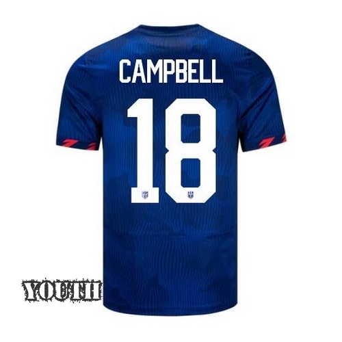 USA Jane Campbell 2023 Away Youth Stadium Soccer Jersey