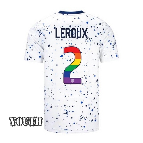 USA Sydney Leroux 2023/24 Home Youth Jersey Rainbow Number
