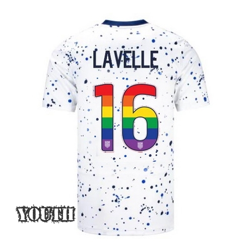 USA Rose Lavelle 2023/24 Home Youth Jersey Rainbow Number