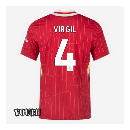 2024/2025 Virgil Van Dijk #4 Home Striped Youth Soccer Jersey - Click Image to Close