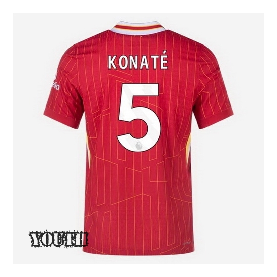 2024/2025 Ibrahima Konate #5 Home Striped Youth Soccer Jersey - Click Image to Close