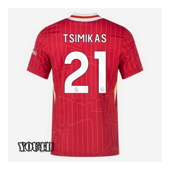 2024/2025 Kostas Tsimikas #21 Home Striped Youth Soccer Jersey - Click Image to Close