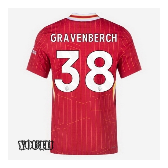 2024/2025 Ryan Gravenberch #38 Home Striped Youth Soccer Jersey