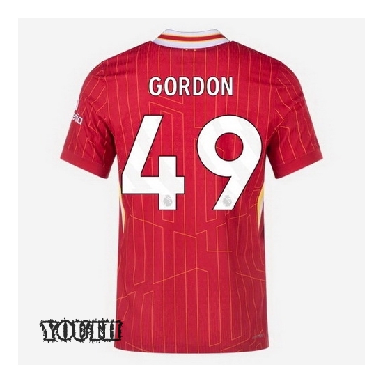 2024/2025 Kaide Gordon #49 Home Striped Youth Soccer Jersey - Click Image to Close