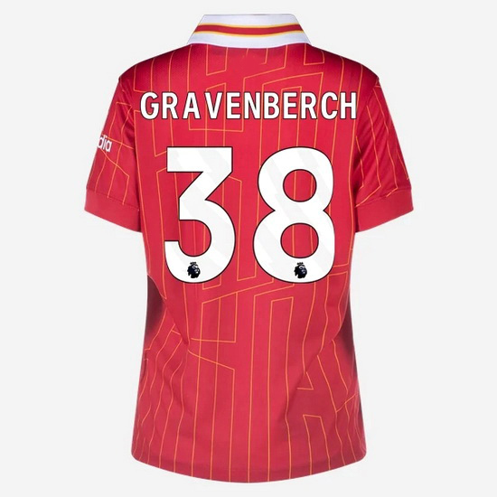 Ryan Gravenberch 2024/25 Home #38 Women's Soccer Jersey