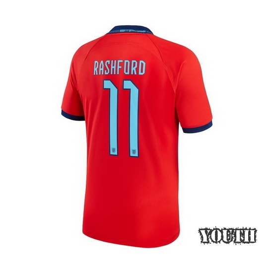 2022/23 Marcus Rashford England Away Youth Soccer Jersey - Click Image to Close