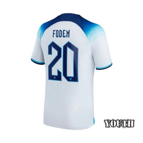 22/23 Phil Foden England Home Youth Soccer Jersey