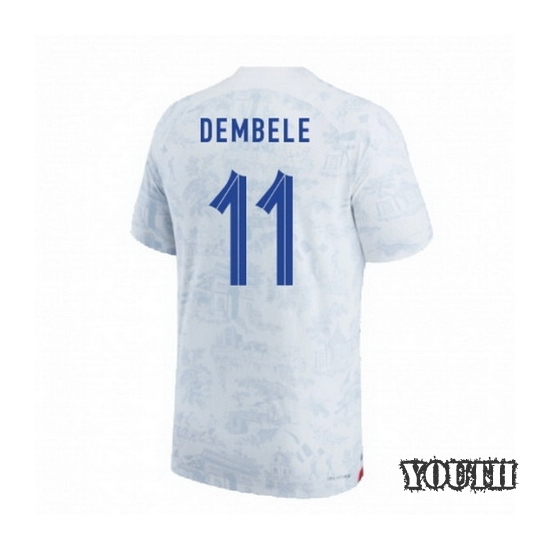 2022/23 Ousmane Dembele France Away Youth Soccer Jersey