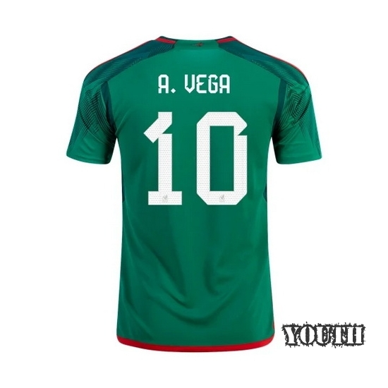 22/23 Alexis Vega Mexico Home Youth Soccer Jersey