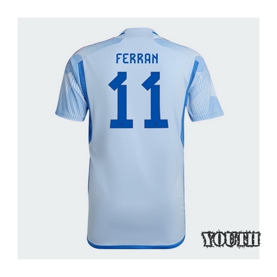 2022/23 Ferran Torres Spain Away Youth Soccer Jersey