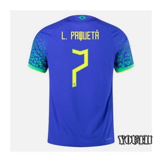 2022/23 Lucas Paqueta Brazil Away Youth Soccer Jersey