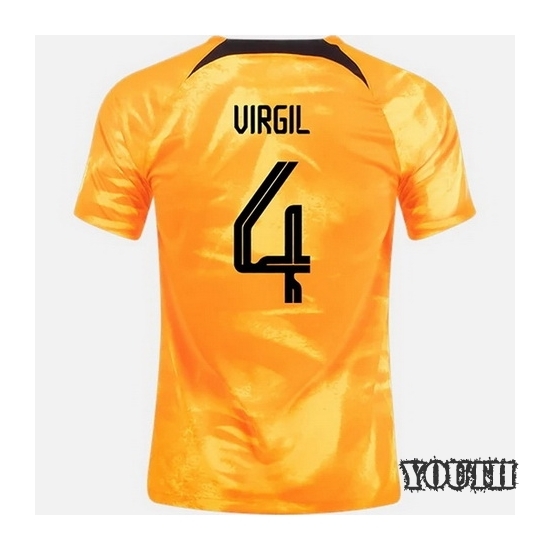 22/23 Virgil van Dijk Netherlands Home Youth Soccer Jersey