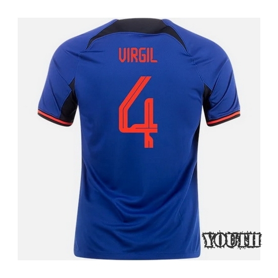 2022/23 Virgil van Dijk Netherlands Away Youth Soccer Jersey