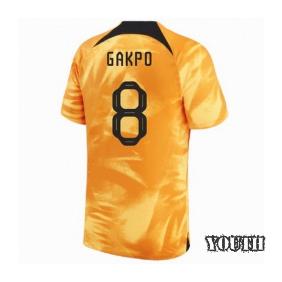 22/23 Cody Gakpo Netherlands Home Youth Soccer Jersey