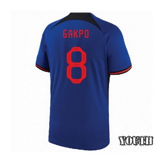 2022/23 Cody Gakpo Netherlands Away Youth Soccer Jersey