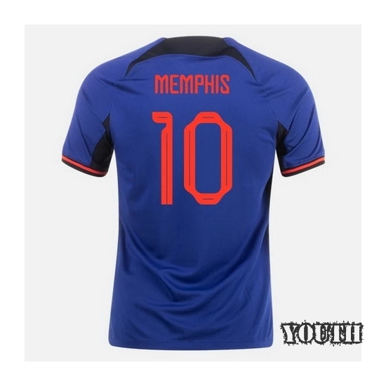 2022/23 Memphis Depay Netherlands Away Youth Soccer Jersey