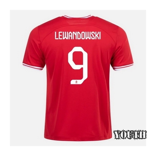 2022/23 Robert Lewandowski Poland Away Youth Soccer Jersey