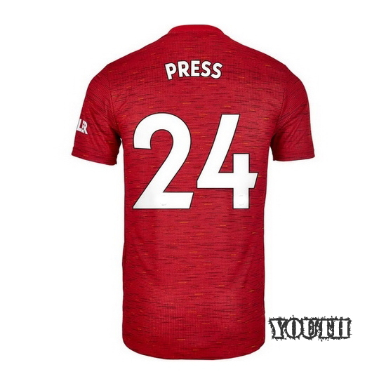 2020/2021 Christen Press Manchester United Home Youth Soccer Jersey