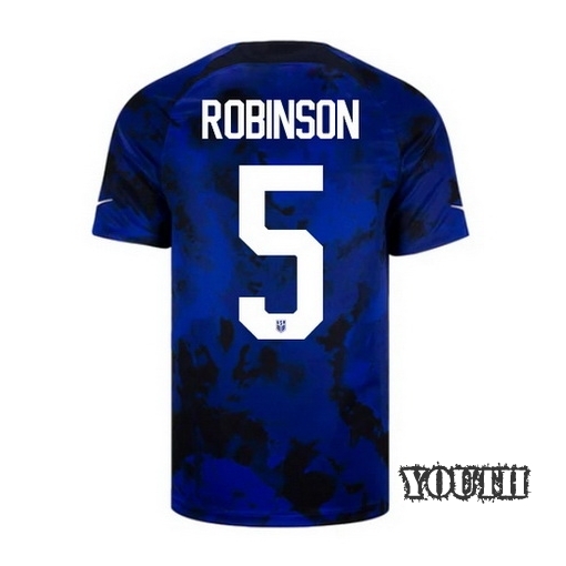 22/23 Antonee Robinson USA Away Youth Soccer Jersey