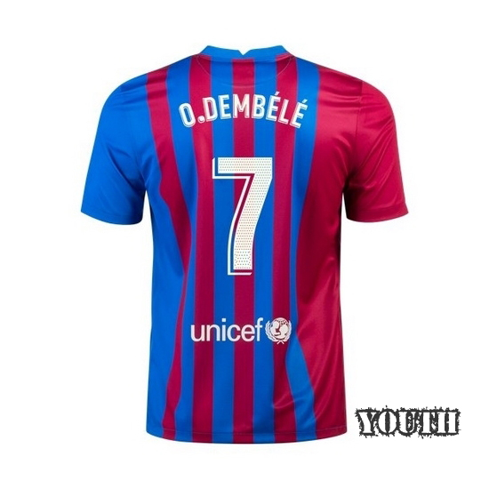 2021/22 Ousmane Dembele Barcelona Home Youth Soccer Jersey - Click Image to Close