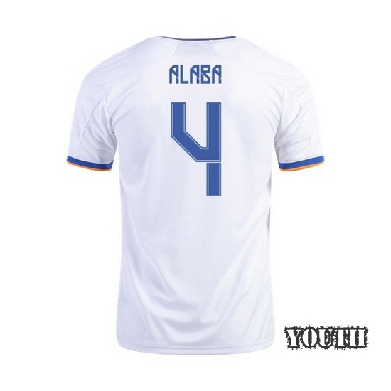 2021/22 David Alaba Real Madrid Home Youth Soccer Jersey