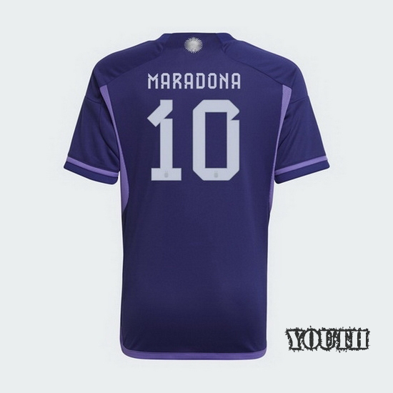 22/23 Diego Maradona Argentina Away Youth Soccer Jersey