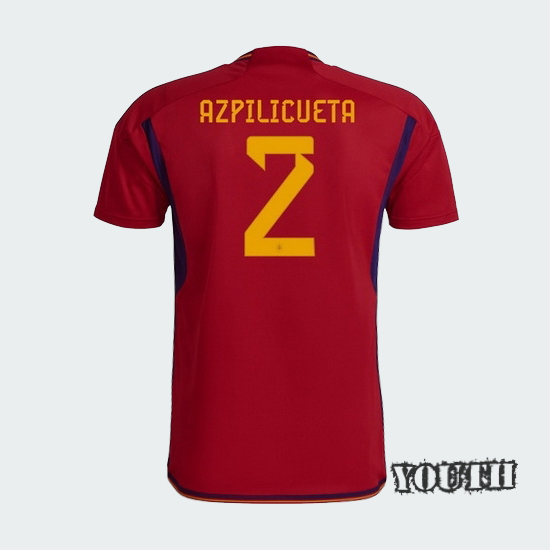 2022/23 Cesar Azpilicueta Spain Home Youth Soccer Jersey