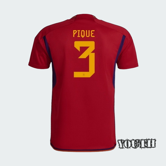 2022/23 Gerard Pique Spain Home Youth Soccer Jersey