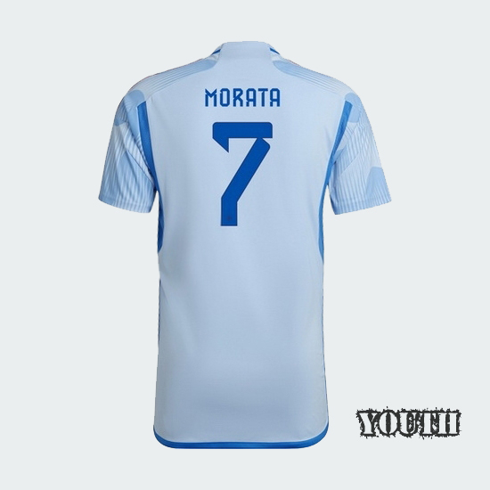 22/23 Alvaro Morata Spain Away Youth Soccer Jersey