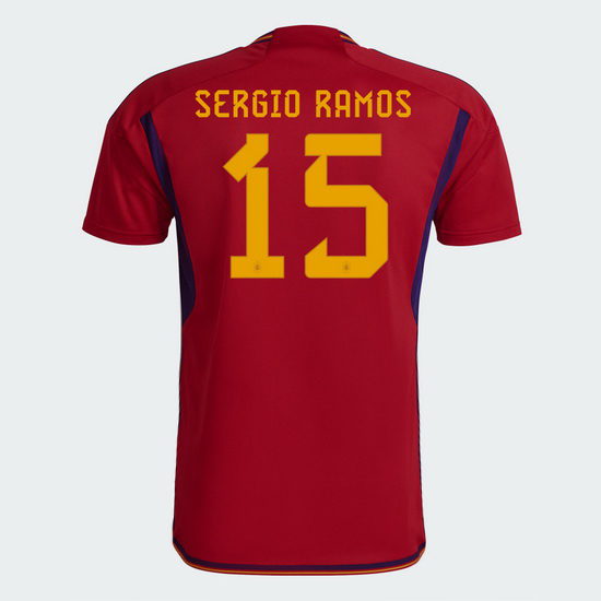 2022/23 Sergio Ramos Spain Home Men's Soccer Jersey - Click Image to Close