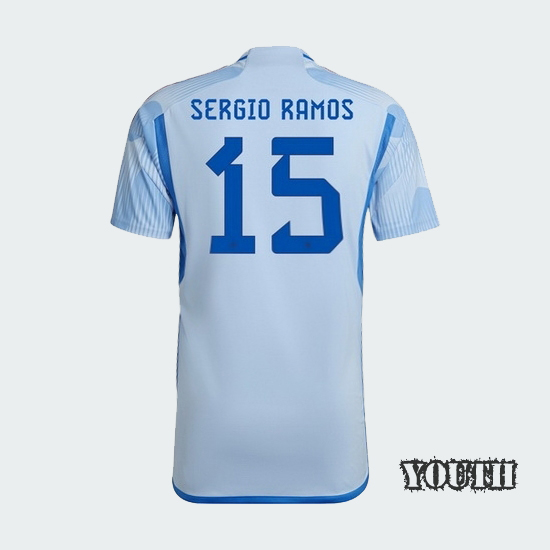 22/23 Sergio Ramos Spain Away Youth Soccer Jersey