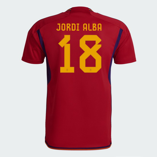 2022/23 Jordi Alba Spain Home Men's Soccer Jersey