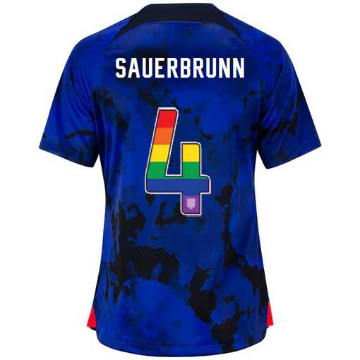 USA Away Becky Sauerbrunn 2022/2023 Women's Jersey Rainbow Number - Click Image to Close