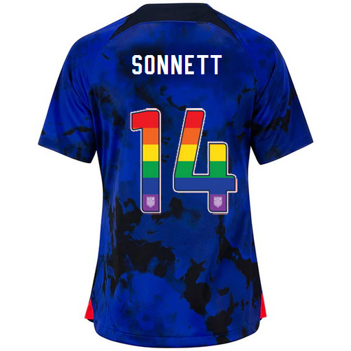 USA Away Emily Sonnett 22/23 Women's Jersey Rainbow Number