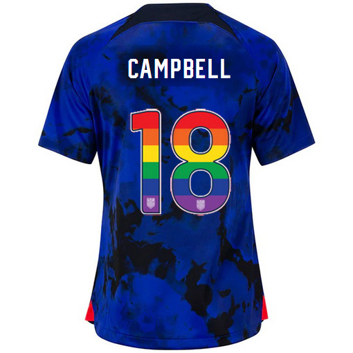 USA Away Jane Campbell 2022/2023 Women's Jersey Rainbow Number