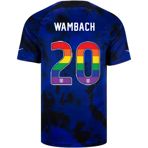 USA Away Abby Wambach 22/23 Men's Jersey Rainbow Number