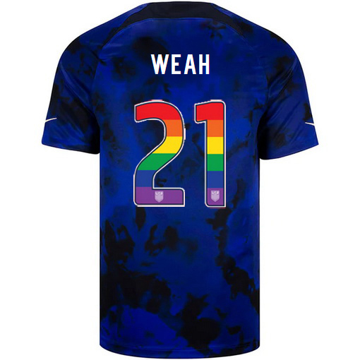 USA Away Tim Weah 2022/23 Men's Jersey Rainbow Number