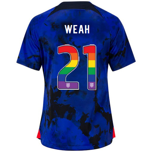 USA Away Tim Weah 22/23 Women's Jersey Rainbow Number